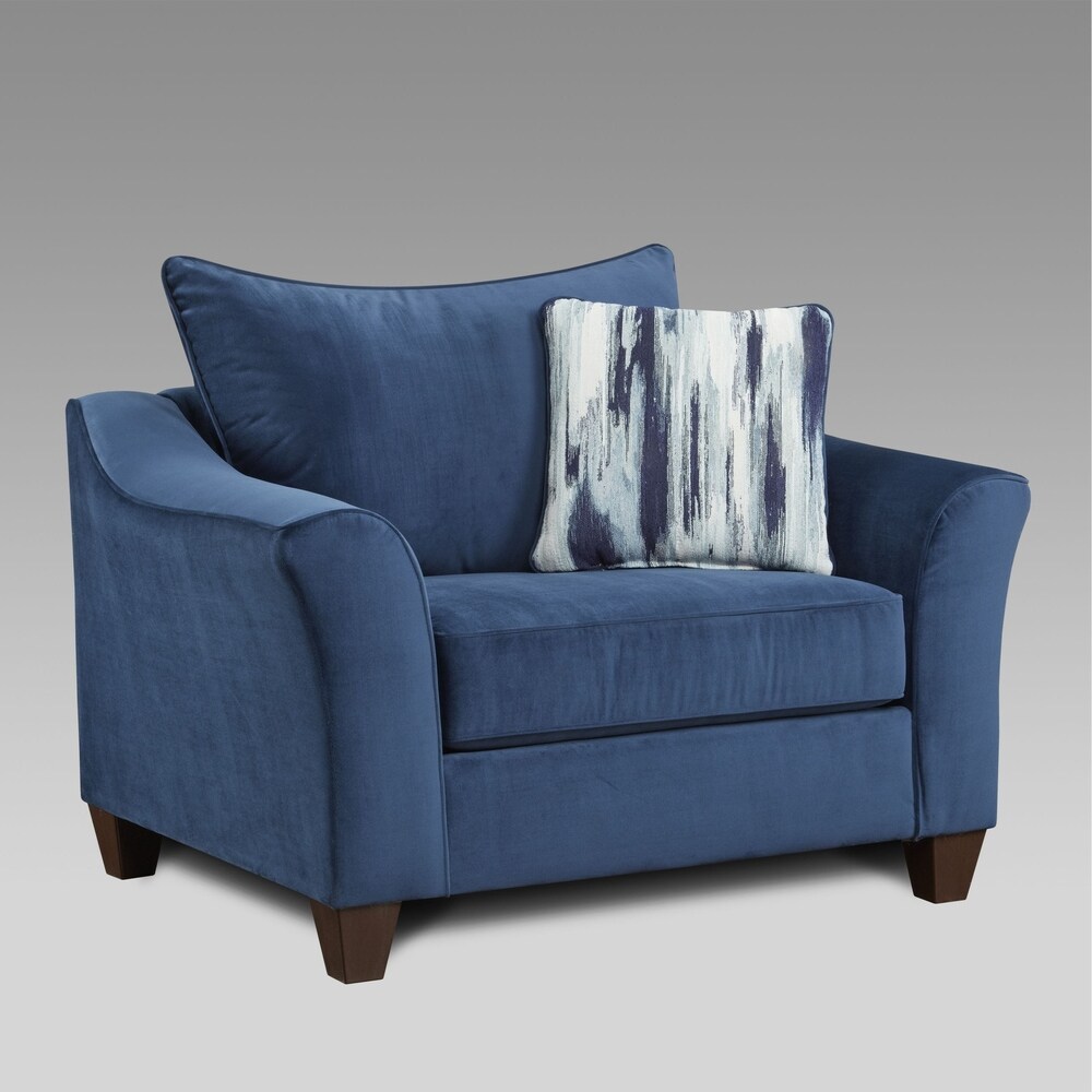 Roundhill Furniture Camero Fabric Pillowback Chair in Navy Blue