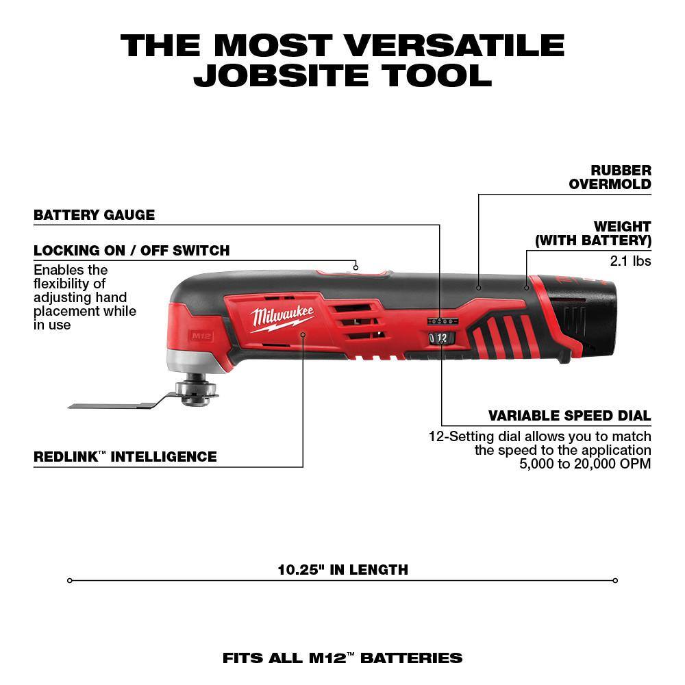 MW M12 12V Lithium-Ion HACKZALL Cordless Reciprocating Saw Kit with M12 Oscillating Multi-Tool  6.0Ah XC Battery Pack 2420-21-2426-20-48-11-2460