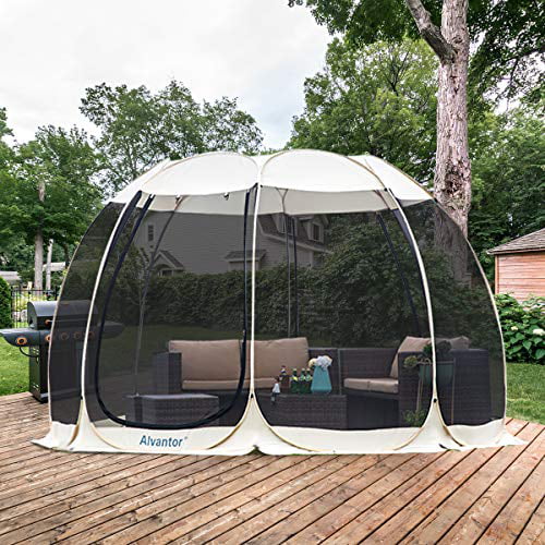 Alvantor Screen House Room Camping Tent Outdoor Canopy Dining Gazebo Pop Up Sun Shade Hexagon Shelter Mesh Walls Not Waterproof 10'x10' Beige Patent