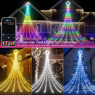 Christmas Smart Star Waterfall Lights 16.5 FT 245 LED Tree String Light App Control Color Changing Music Timer for Decor ABSL34-N