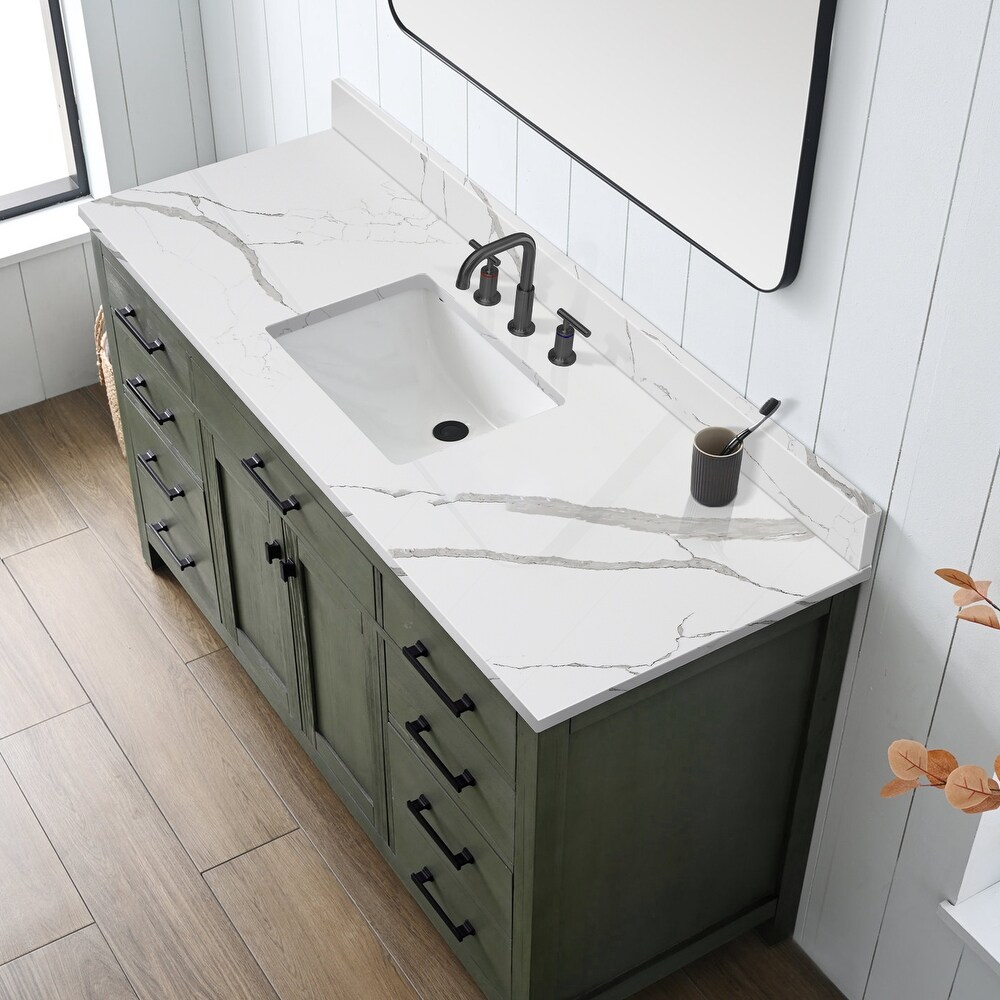 Vanityfair 60 Inch Bathroom Vanity Top in Quartz Stone with Single Sink