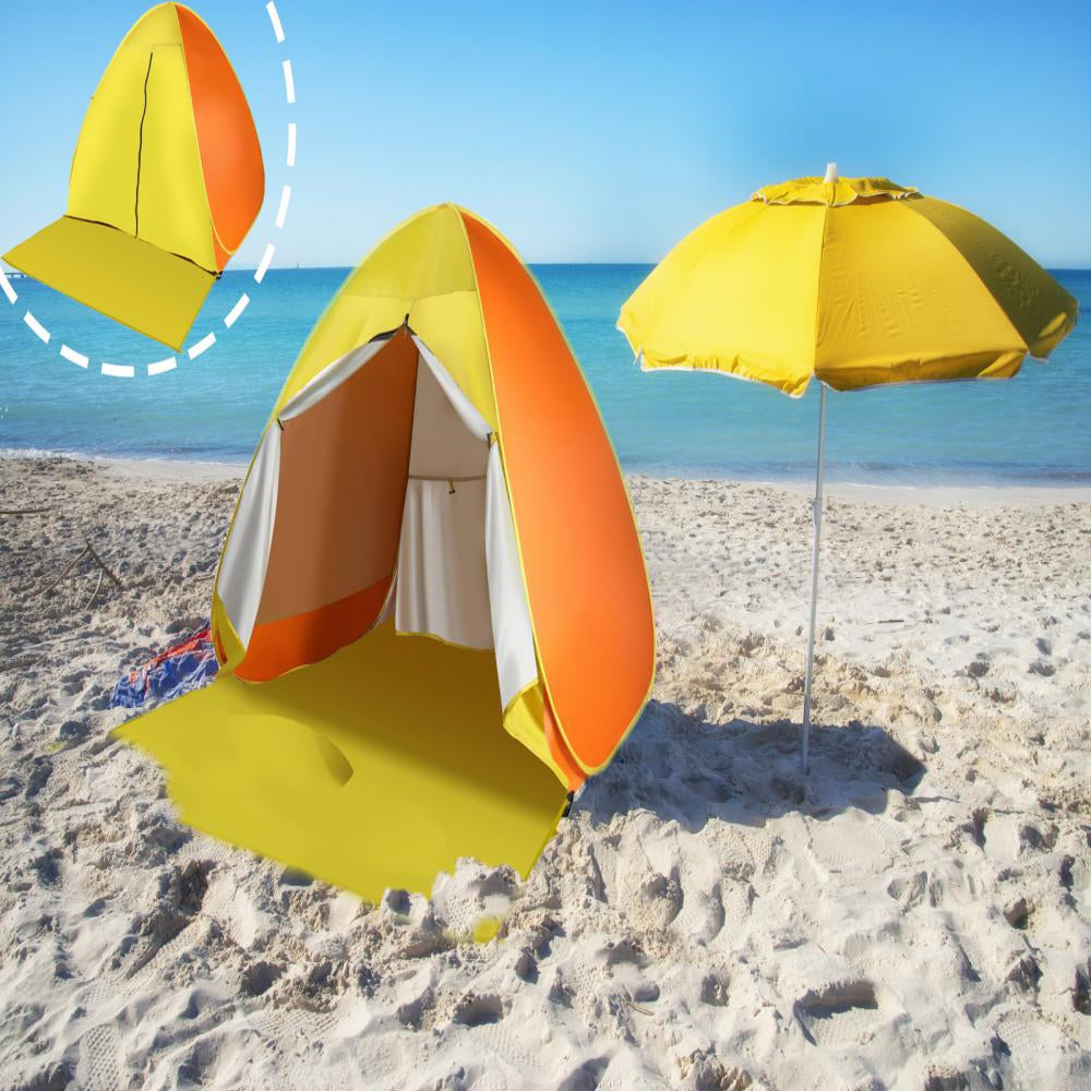 Fbsport Pop UP Beach Tent， Mini Portable Tent with Curtian， Arch Camping Tent Sun Shelter with Carry Bag，UV Protection for 1-2 Person