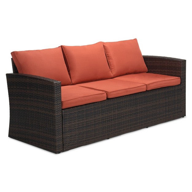 6pc Wicker Outdoor Conversation Set Orange Edyo Living