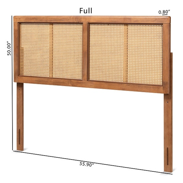 Gilbert Ash Walnut Wood and Synthetic Rattan Headboard - - 32969778