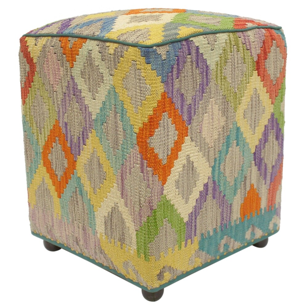 Boho Chic Hinton Handmade Kilim Upholstered Ottoman