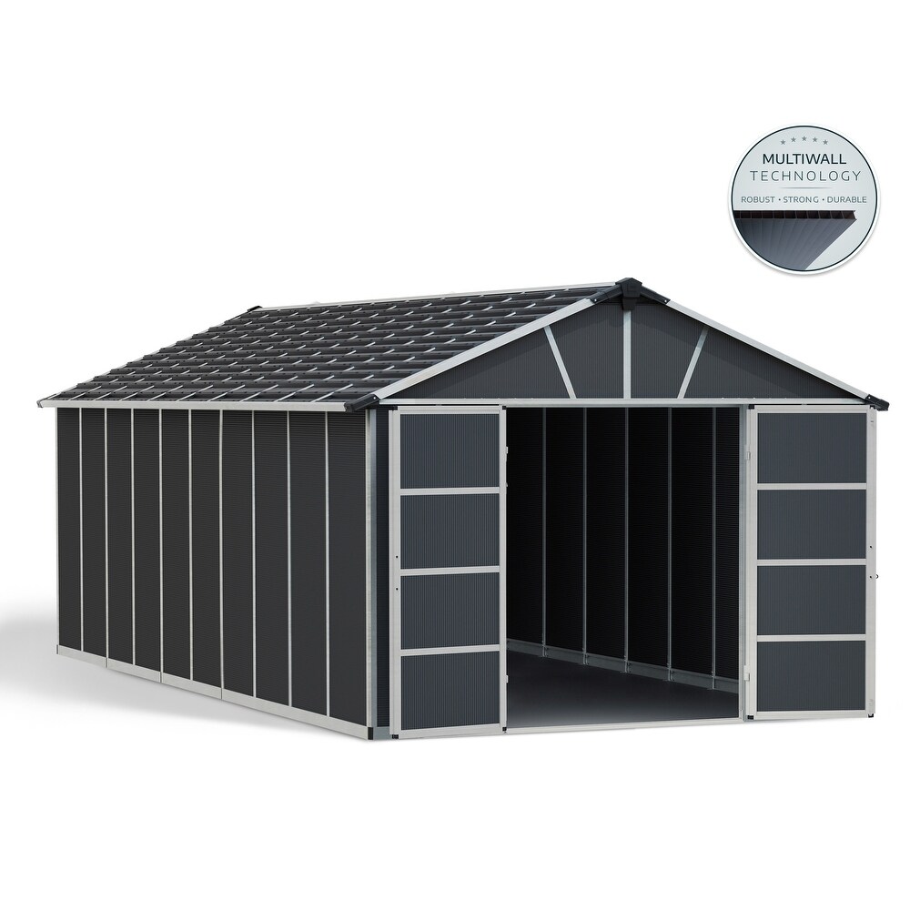 Yukon Dark Gray Large Garden Outdoor Storage Shed with Floor