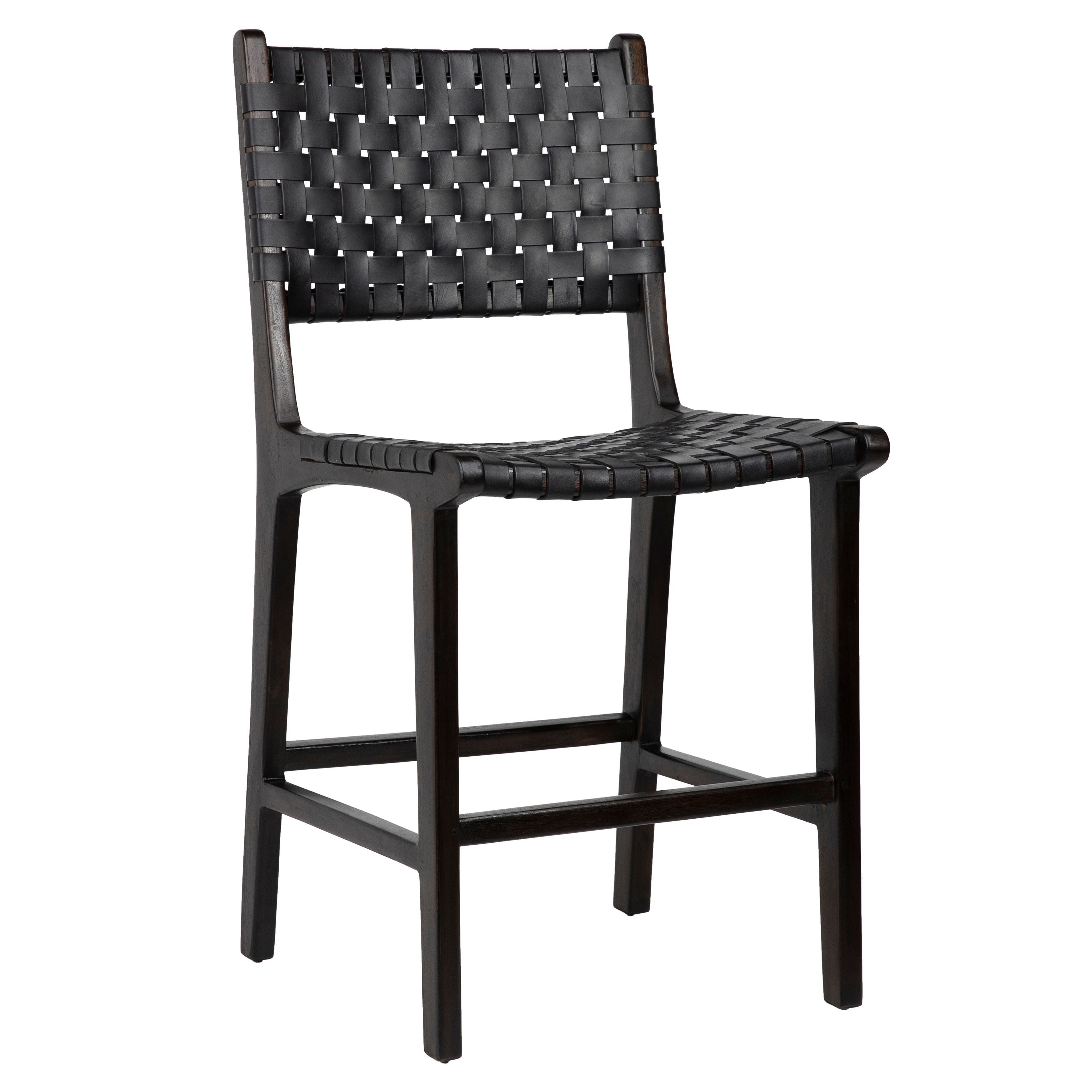 Maverick Woven Counter Stool， Espresso Teak - N/A