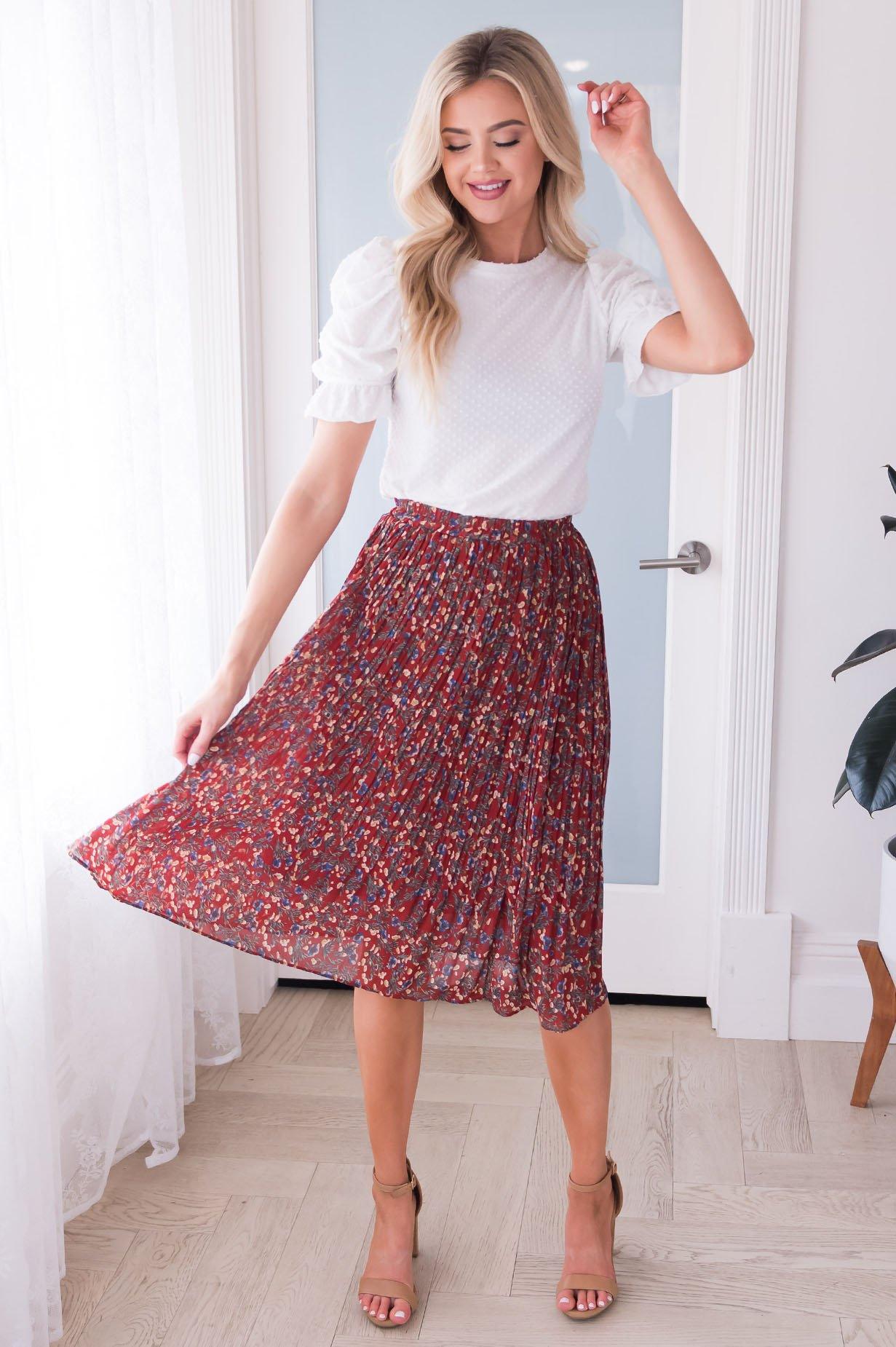 Fall Blooms Modest Pleat Skirt