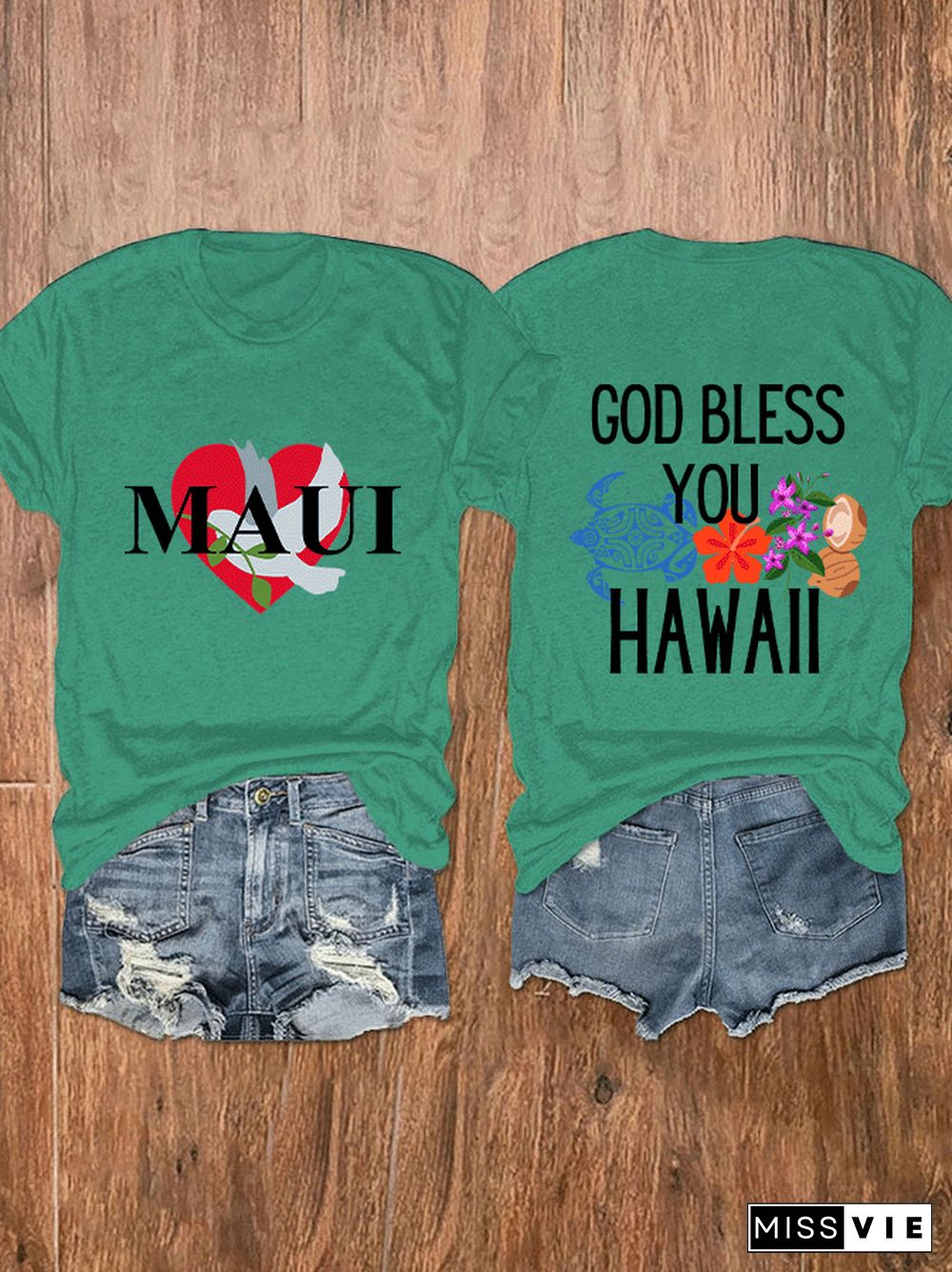 Women's 'God Bless You Hawaii Maui' Print T-Shirt