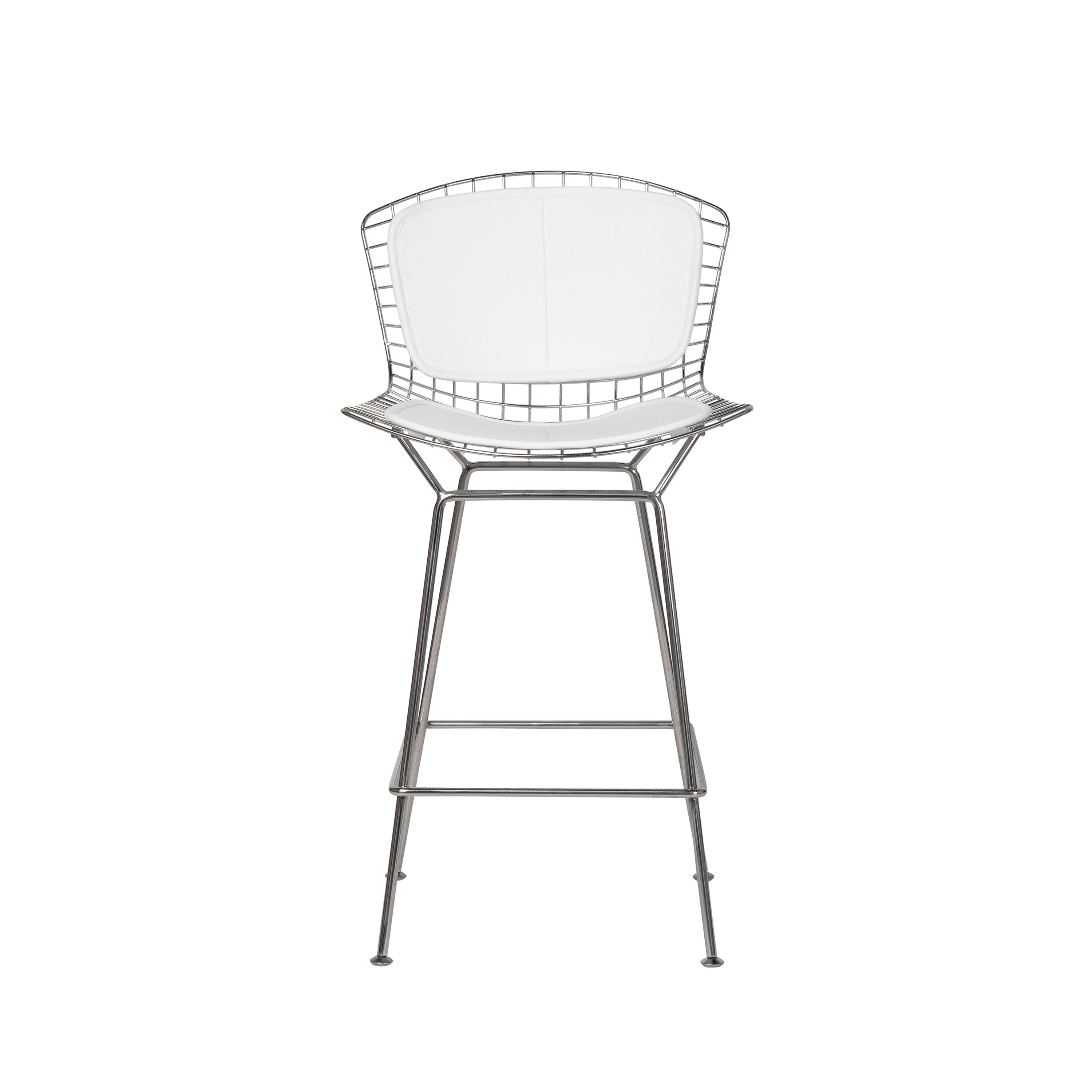 Bert Stainless Steel Counter Stool White Seat Pad Set of Two