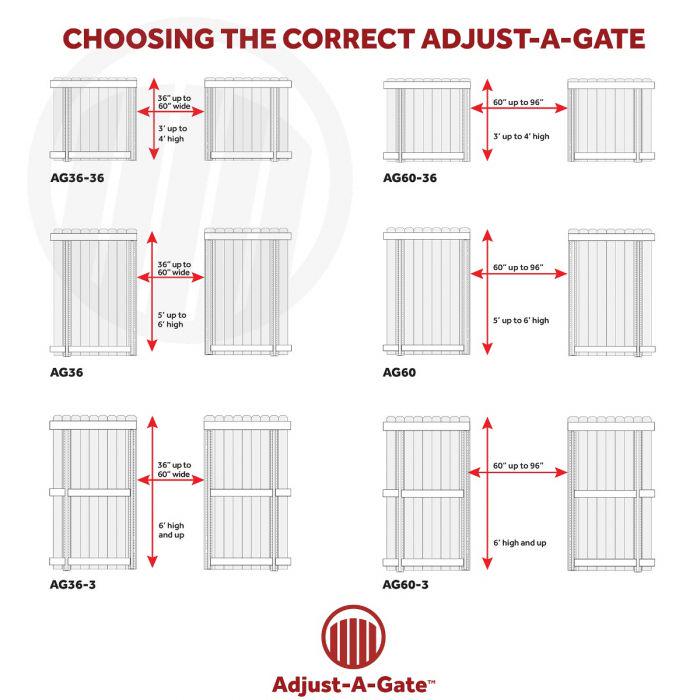 Adjust-A-Gate 47 H/36 -60 W Original Series 2 rail adjustable gate frame kit