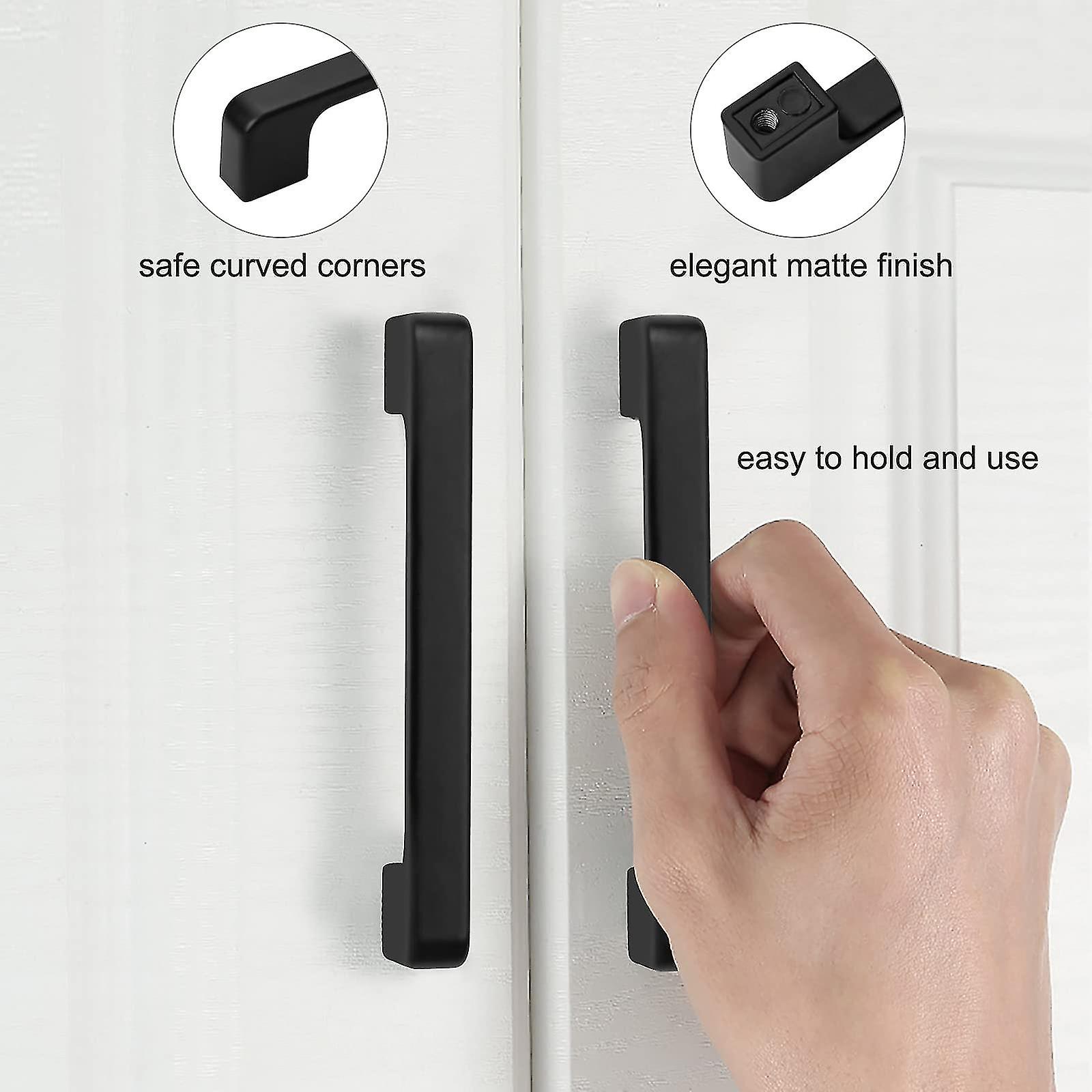 10 Pieces Cabinet Handles Black With Screw For Kitchen Cupboard Wardrobe ， Hole Centre 96mm