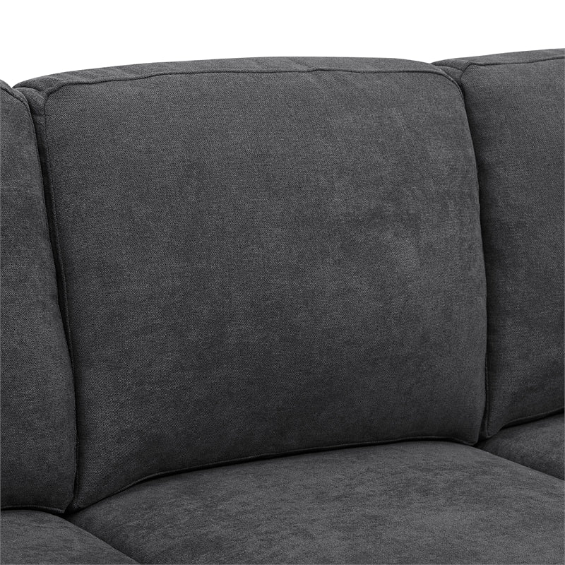 Partner Furniture Polyester Fabric 95.25 Wide Sofa & Chaise in Dark Gray