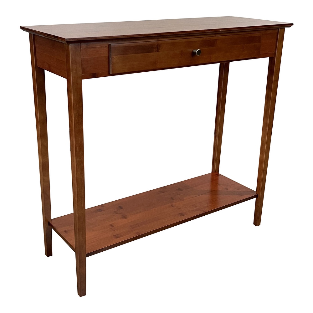 Solid Bamboo 2 Tier Console Table with Drawer