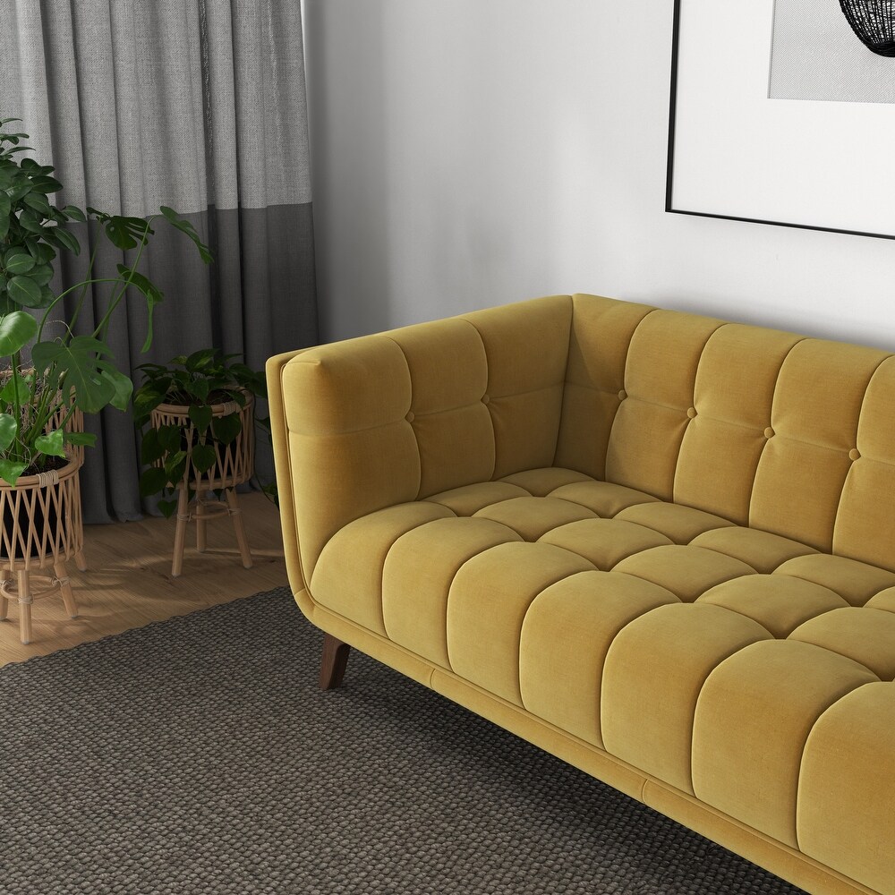 Kameron Mid Century Modern Style Channel Tufted Sofa Couch for Living Room