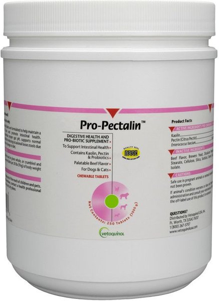 Vetoquinol Pro-Pectalin Diarrhea Supplement for Dogs and Cats， 250 count