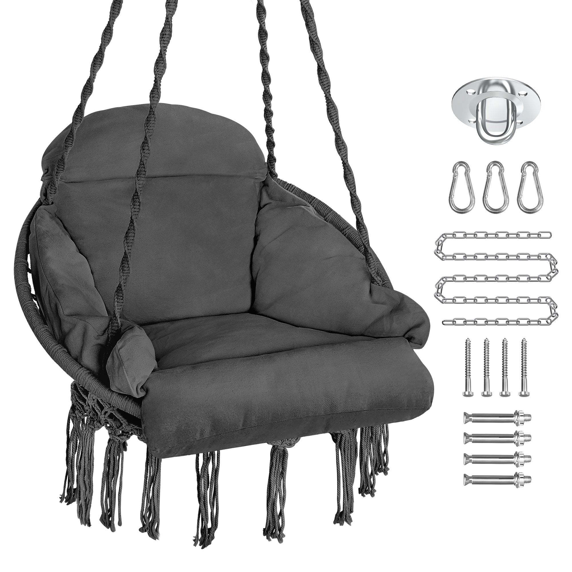 Deluxe Hanging Rope Chair Porch Swing Yard Garden Patio Hammock Cotton Outdoor