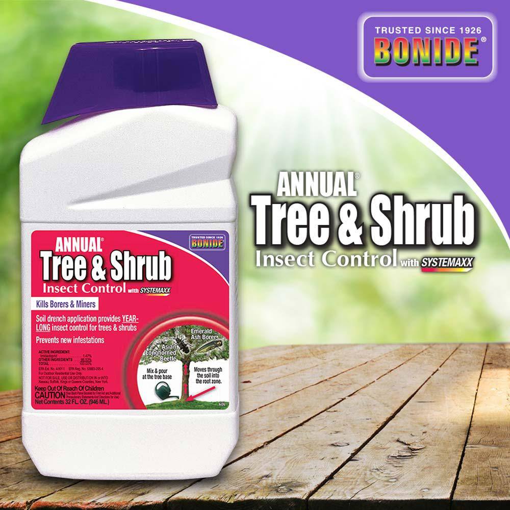 Bonide Annual Tree and Shrub Insect Control with Systemaxx 32 oz. Concentrate Year Long Protection and Bug Killer 609