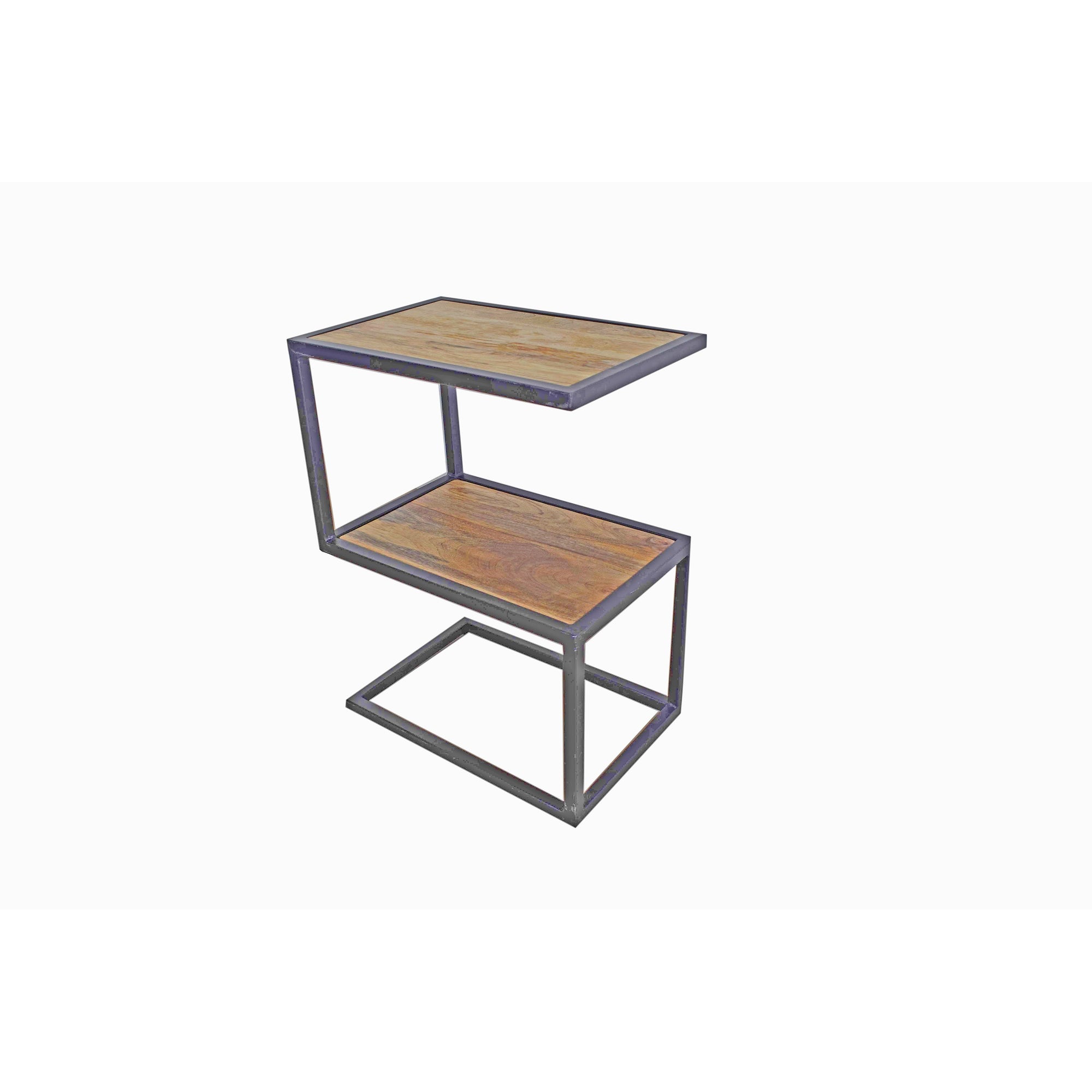 Porter Designs Delancy Industrial Solid Mango Wood End Table， Brown