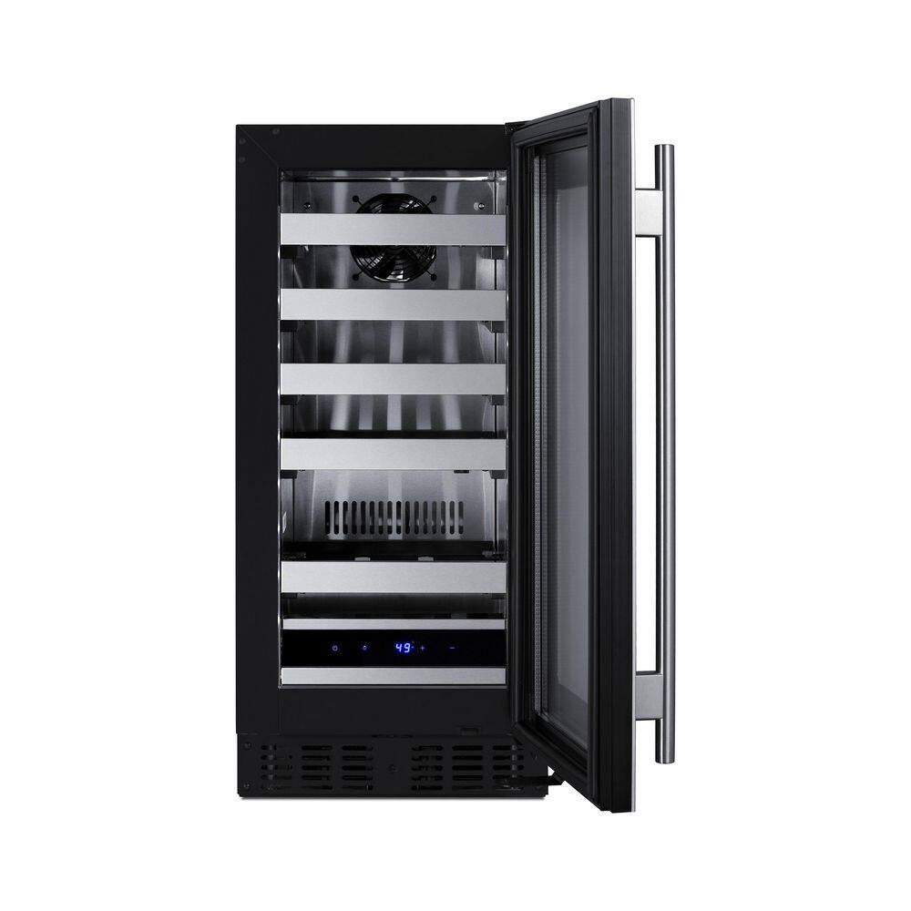 Summit Appliance 15 in. Single Zone 18-Bottle Built-In Wine Cooler in Stainless Steel ADA Compliant ASDW1522