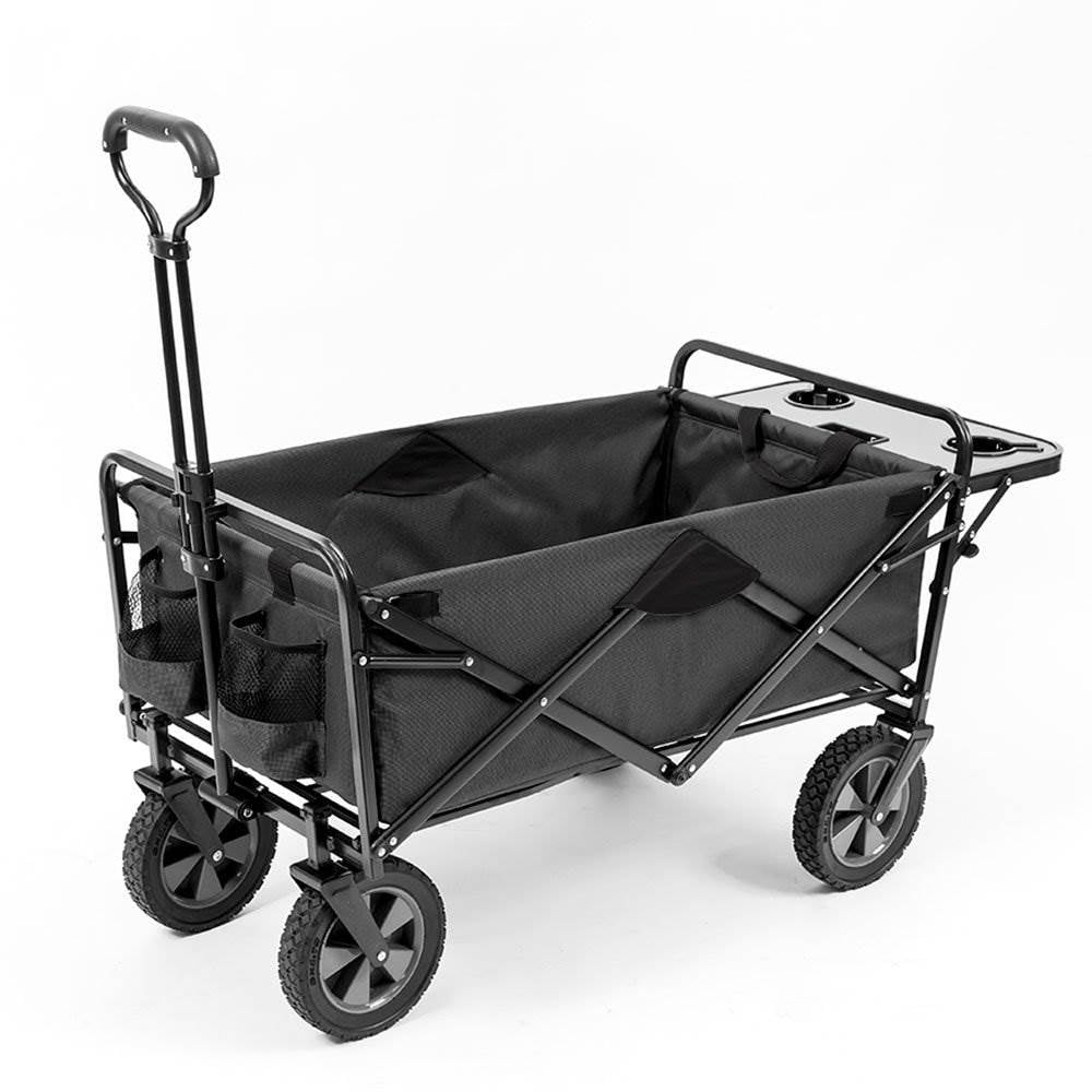 Mac Sports Collapsible Folding Outdoor Garden Utility Wagon Cart w/ Table, Grey