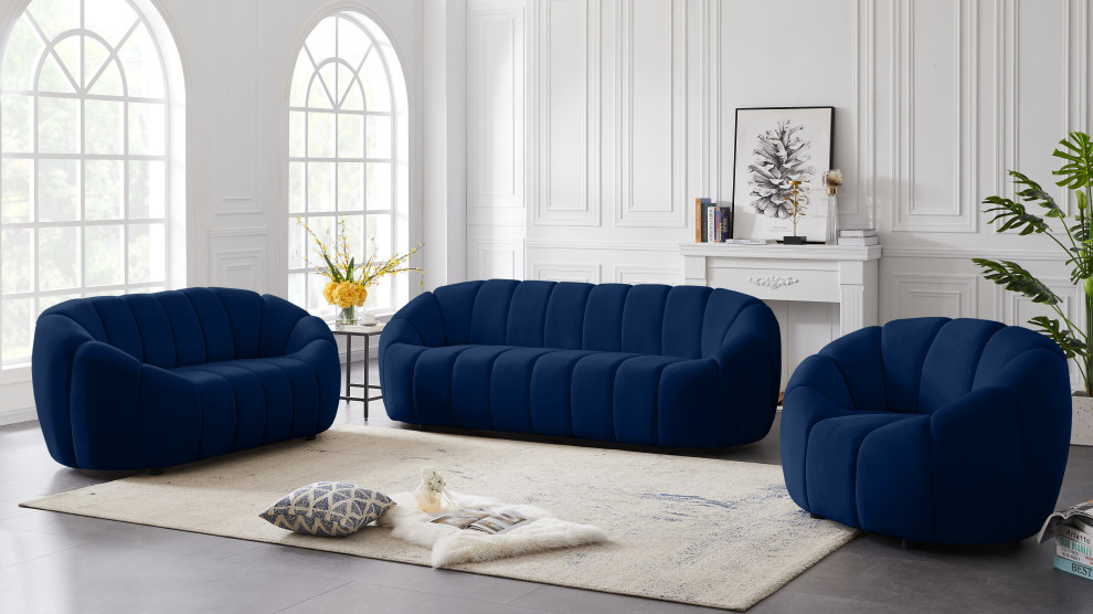 Elijah Velvet Upholstered Set   Contemporary   Armchairs And Accent Chairs   by Meridian Furniture  Houzz