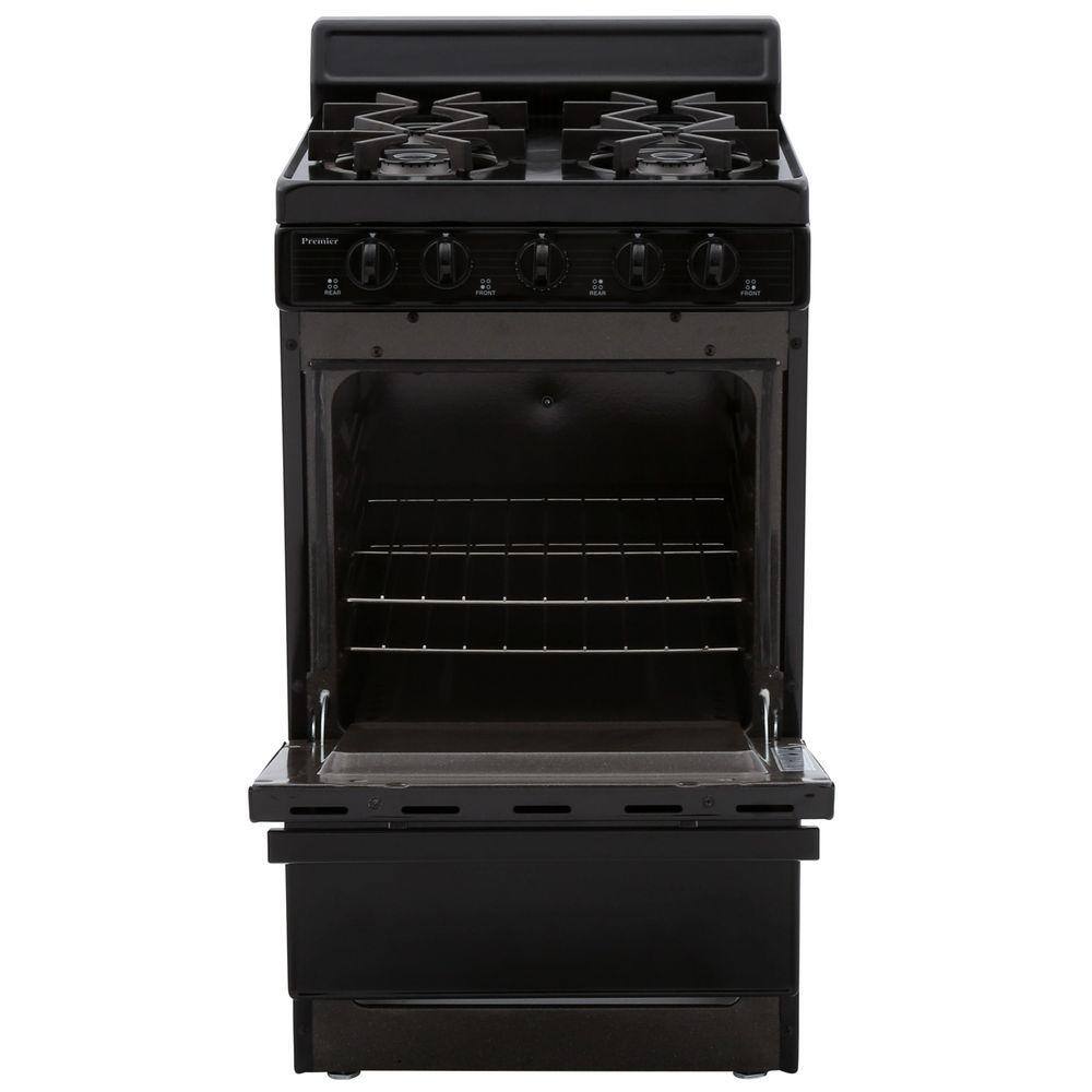 Premier 20 in. 2.42 cu. ft. Freestanding Gas Range with Sealed Burners in Black SHK100BP