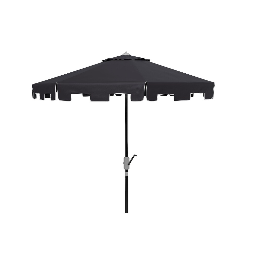 SAFAVIEH Zimmerman Aluminum Tilt and Crank 9 foot Crank Market Patio Umbrella With Flap.