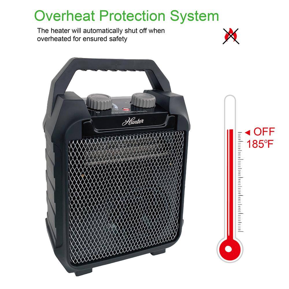 Hunter Deluxe Recirculating 1500-Watt Utility Space Heater with Adjustable Thermostat 74004