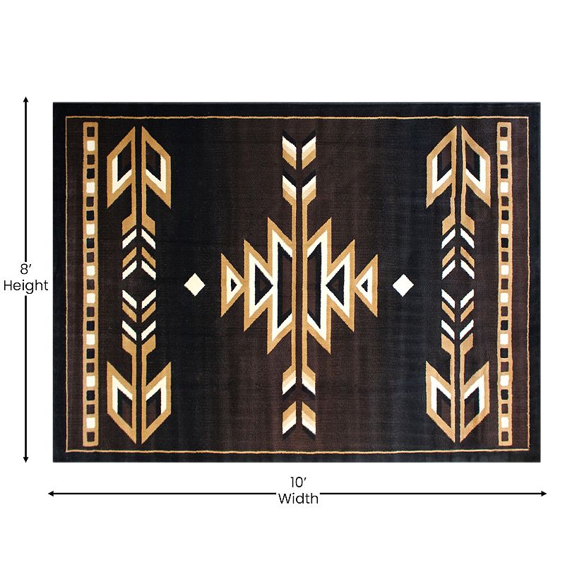 Masada Rugs Masada Rugs 8'x10' Southwest Native American Area Rug in Brown， Black， Beige and Ivory