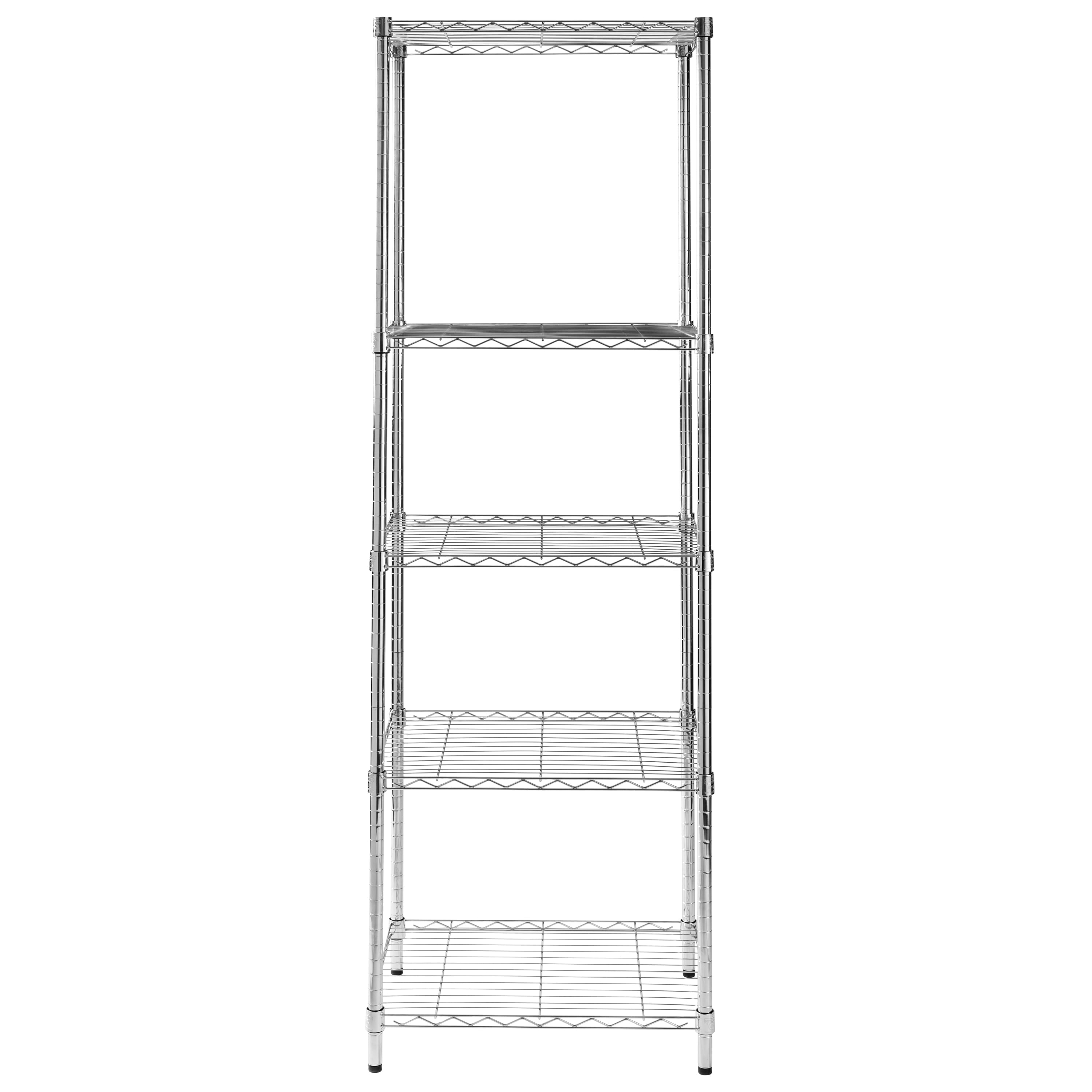 Honey-Can-Do 5-Tier Heavy Duty Adjustable Storage Shelving Unit With 250-lb Per Shelf Capacity, Chrome,Shelves & Shelf Units Chrome,Steel