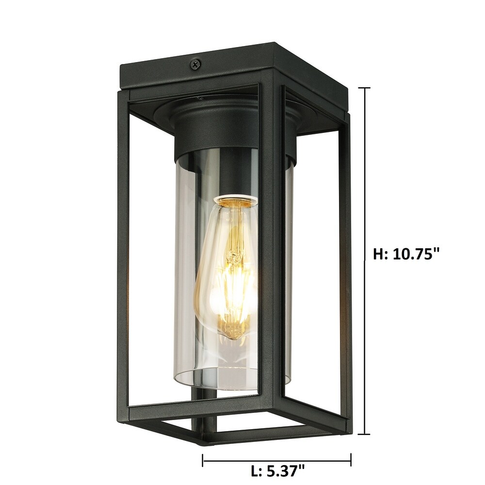 Shimik Matte Black Outdoor Flush Mount Ceiling Light by Havenside Home