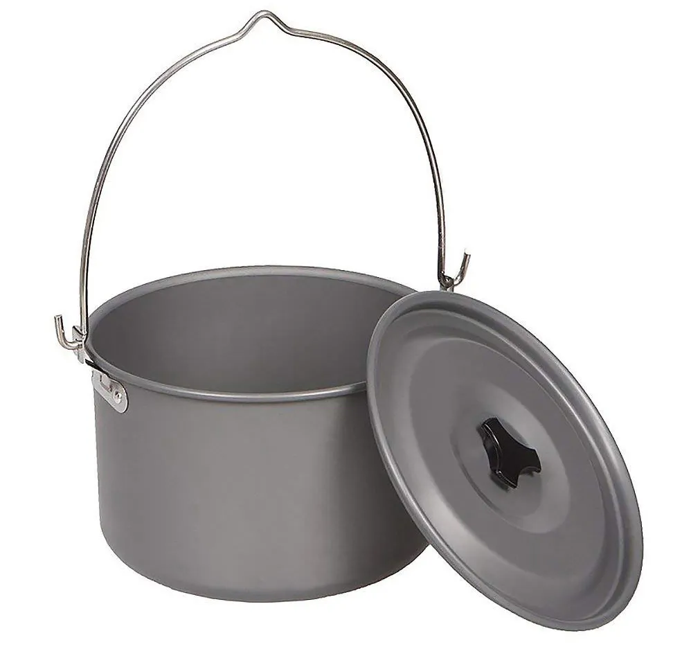 LARIBON large capacity Hanging kettle Carry Camping Hiking Outdoor Cooking Picnic Camping PotPot Cooking Kettle with Lid Pan