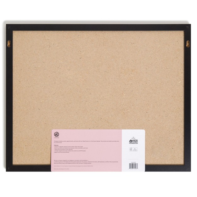 U Brands 16 x27 x27 x20 x27 x27 Flat Front Wood Frame Dry Erase Calendar Combination Board White