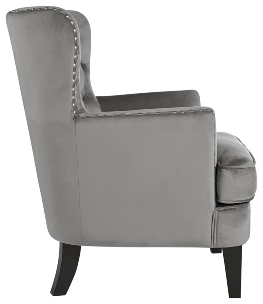 Traditional Accent Chair  Padded Seat With Diamond Button Tufted Back   Transitional   Armchairs And Accent Chairs   by Declusia  Houzz