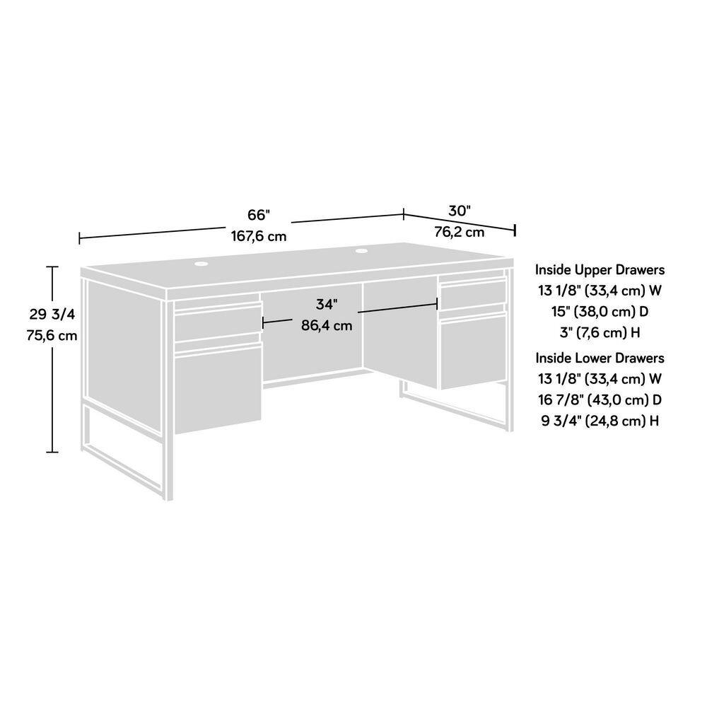 SAUDER Manhattan Gate 65.984 in. Mystic Oak Executive Desk with Locking File Storage 429254