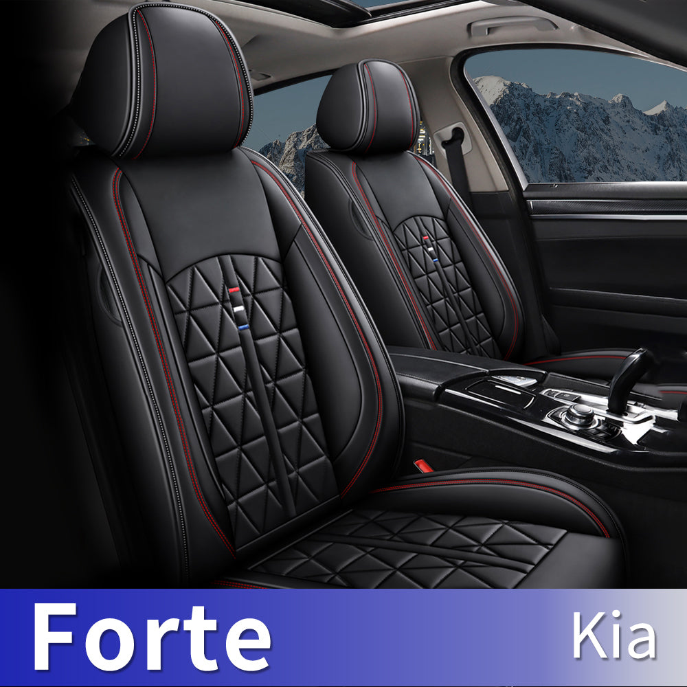 AOMSAZTO Fit Kia Forte 2010-2021 PU Leather Car seat Cover 5-seat Full Setandnbsp;Compatible Airbag Fit For Split Back Seat Headrest