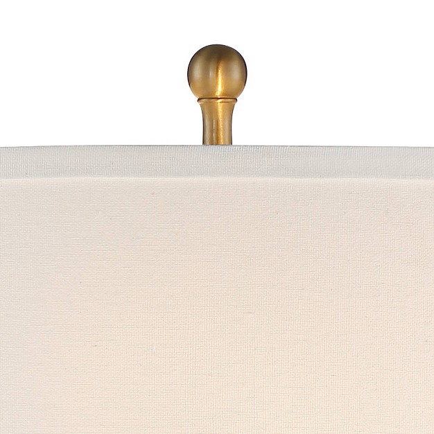 Tall Crystal Brass Column Off White Tapered Drum Shade For Bedroom Living Room Bedside Office