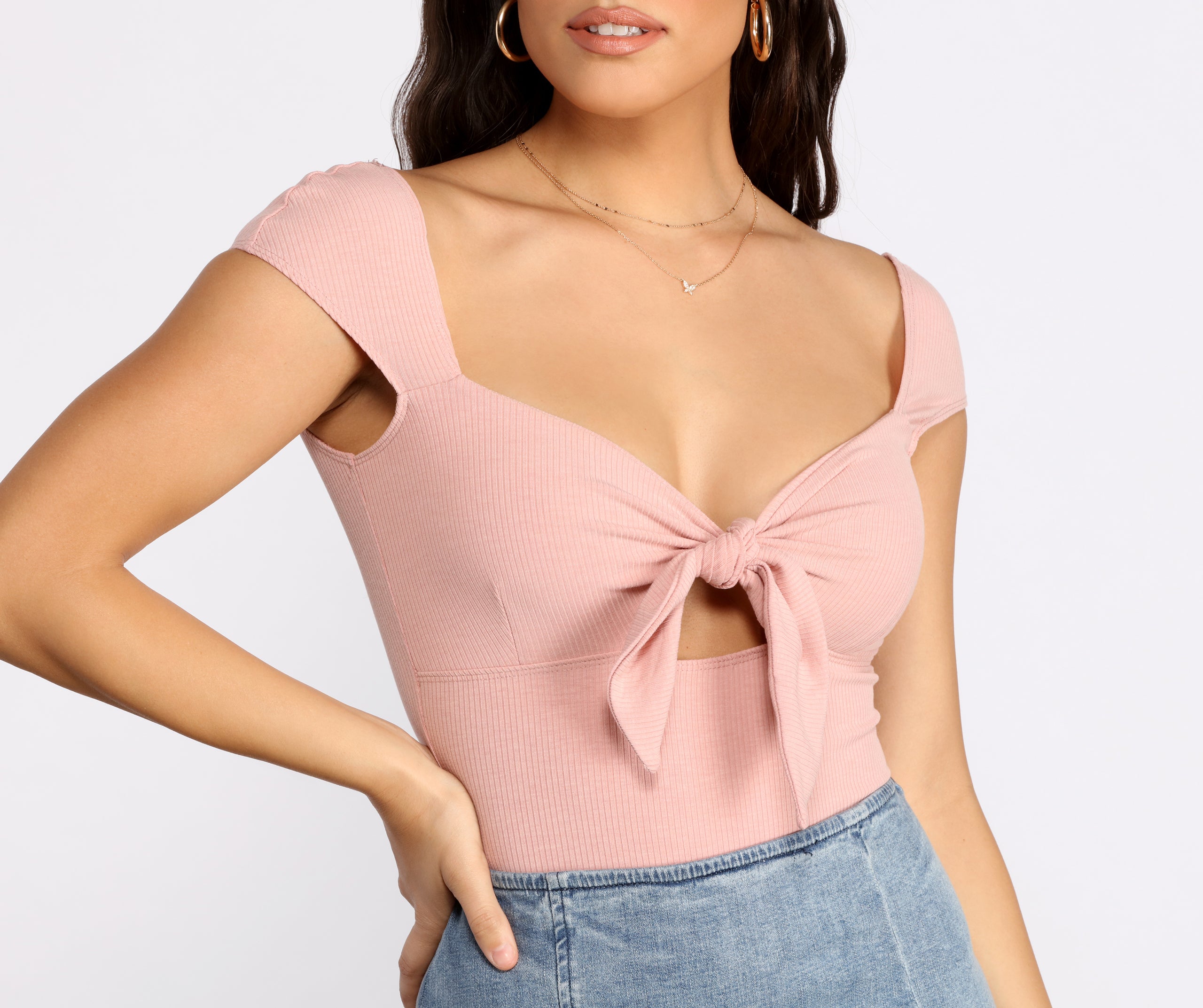 Spring Time Chic Tie Front Bodysuit