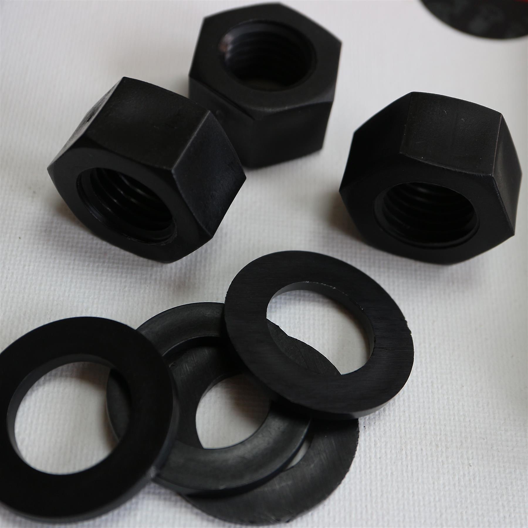 5x Black， Hex Head， (PP)， M20 x 150mm， Plastic Bolts，Nuts and Washers， -Screws