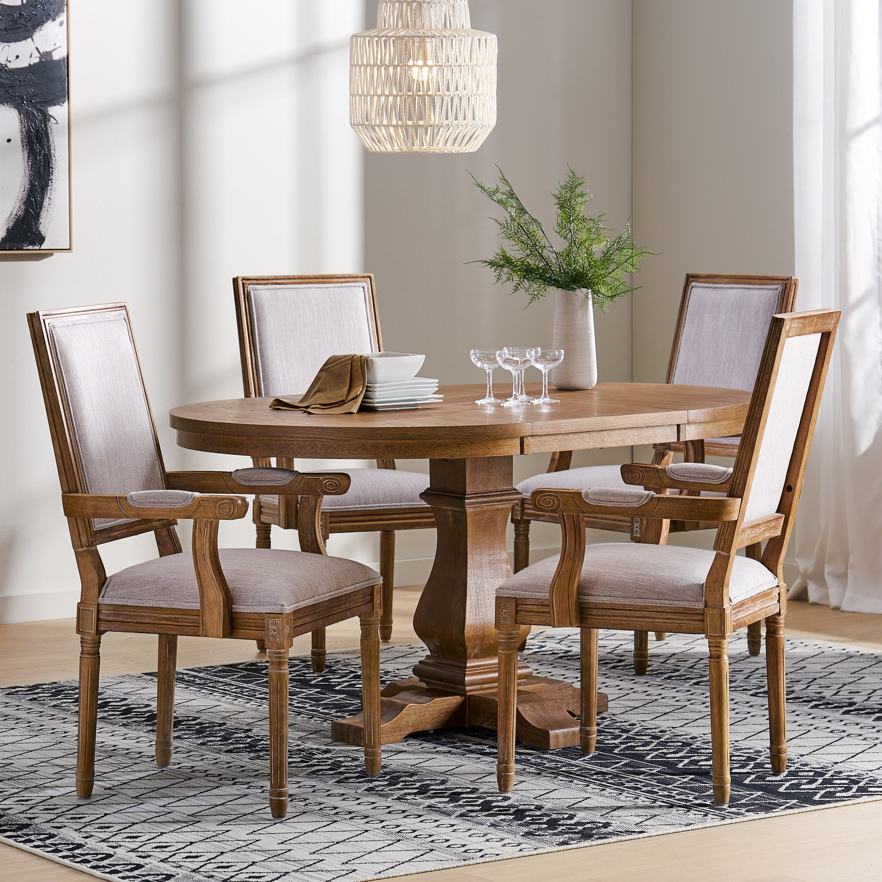 Ashlyn French Country Wood 5-Piece Expandable Dining Set