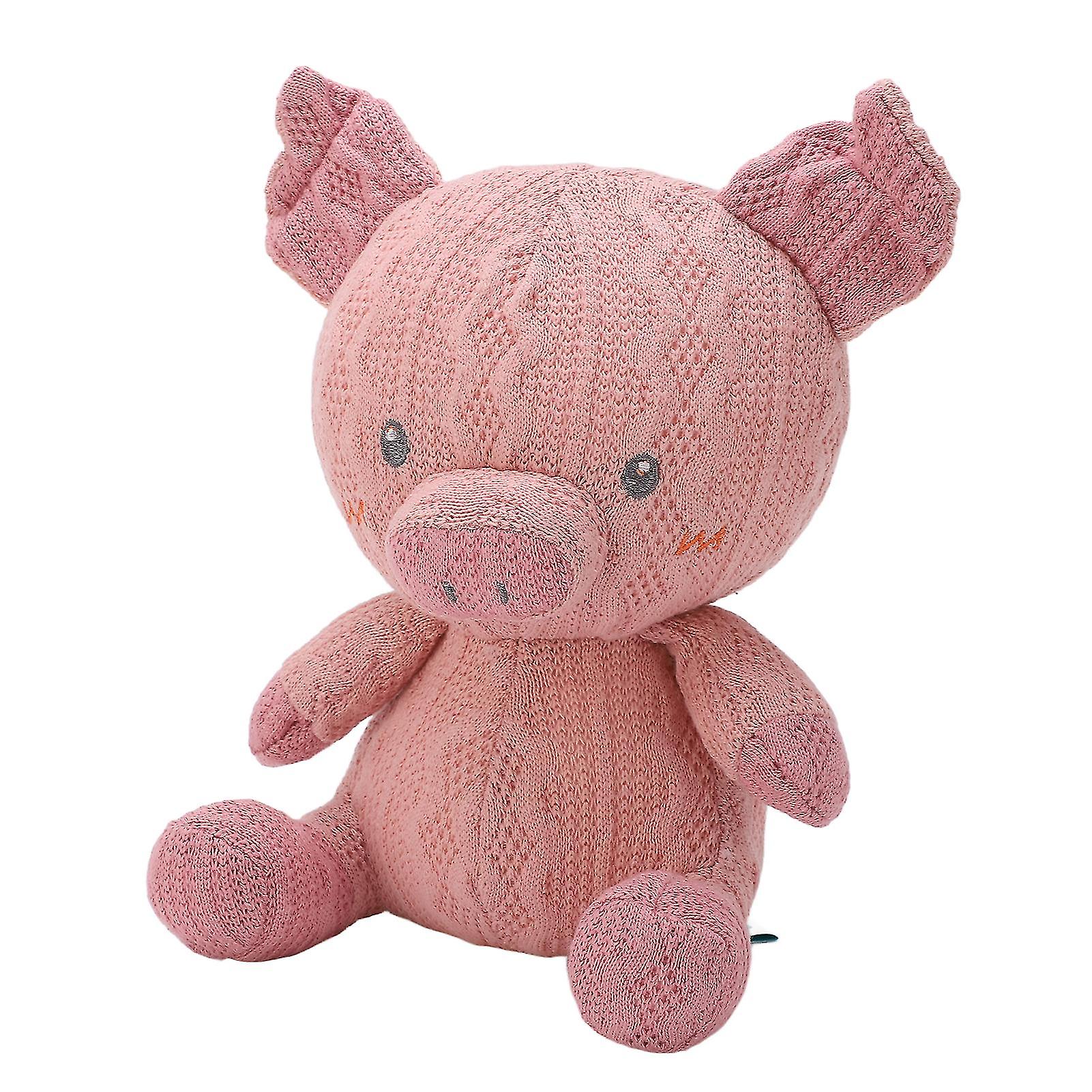 Animals Doll Toy Soft Stuffed Knitted Fabric for Babies Kindergarteners Girls Adults Pink Pig