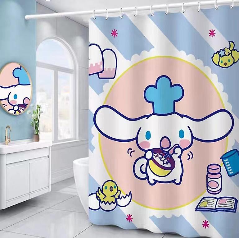 Born Pretty 180*180cm Sanrios Cinnamoroll Anime Plush Cartoon Shower Curtains Thickened Waterproof Curtain Bathroom Accessories