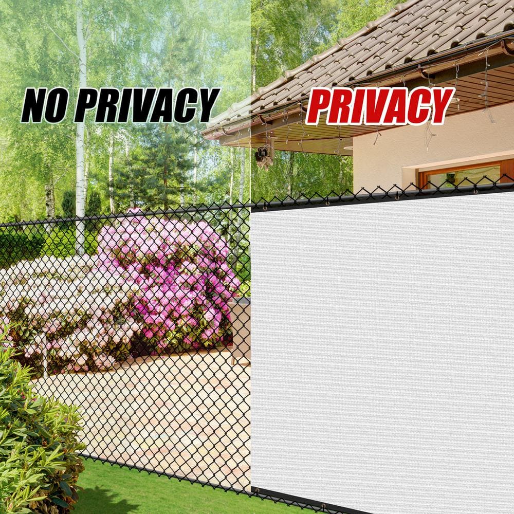 COLOURTREE 8 ft. x 50 ft. White Privacy Fence Screen Mesh Cover Screen with Reinforced Grommets for Garden Fence (Custom Size) 8x50fs-15