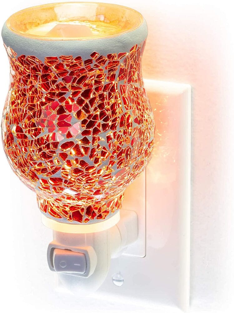 Mosaic Glass Plug-In Fragrance Wax Melt Warmer (Cinnamon Red)