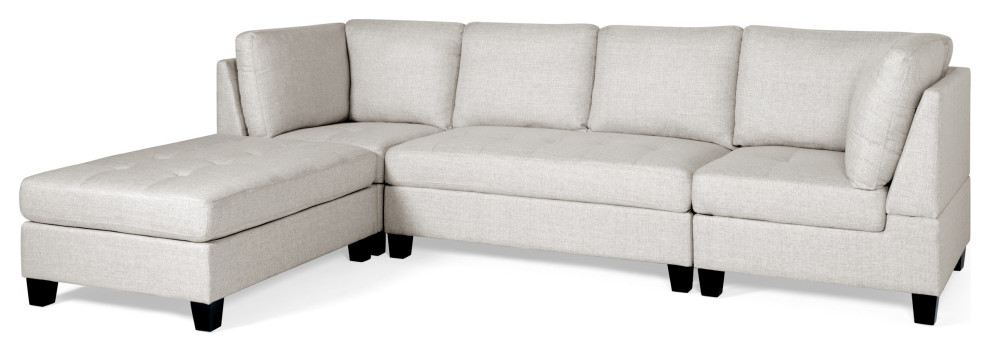 Tarim 4 Seat Fabric Sectional   Transitional   Sectional Sofas   by GDFStudio  Houzz