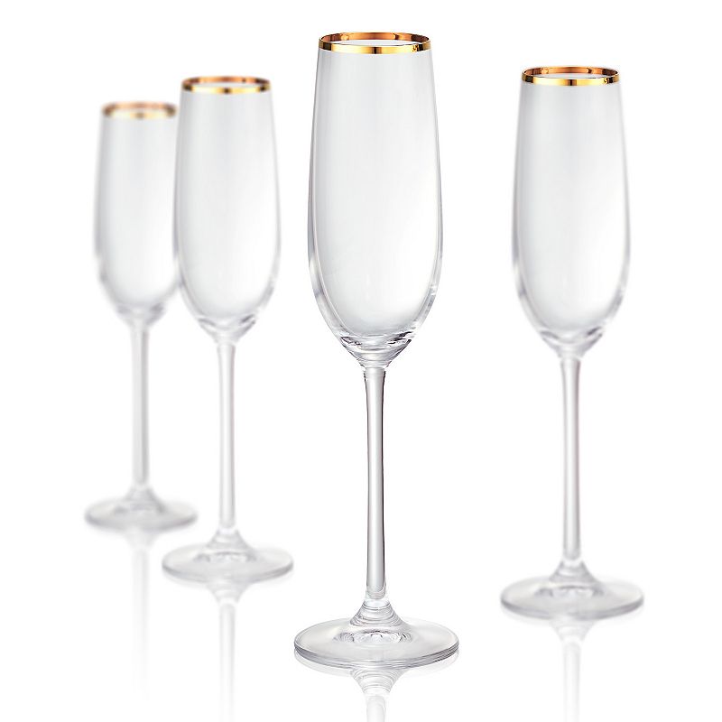 Artland Gold Band 4-pc. Flute Glass Set