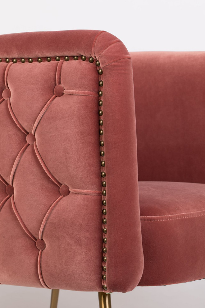 Pink Tufted Barrel Chair  Bold Monkey Such A Stud   Midcentury   Armchairs And Accent Chairs   by Luxury Furnitures  Houzz