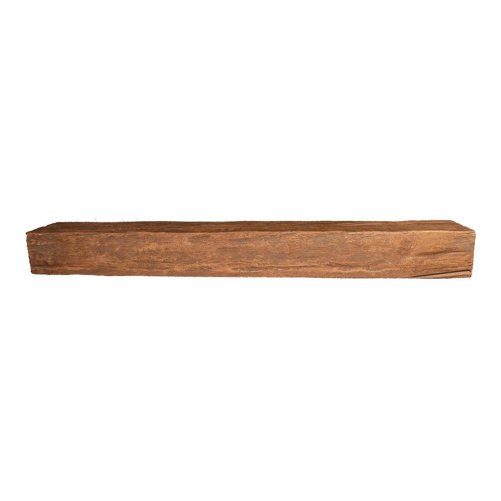 American Pro Decor 6 in. x 8 in. x 4.5 ft. Pecan Riverwood Faux Wood Cap-Shelf Mantel 5APD10935