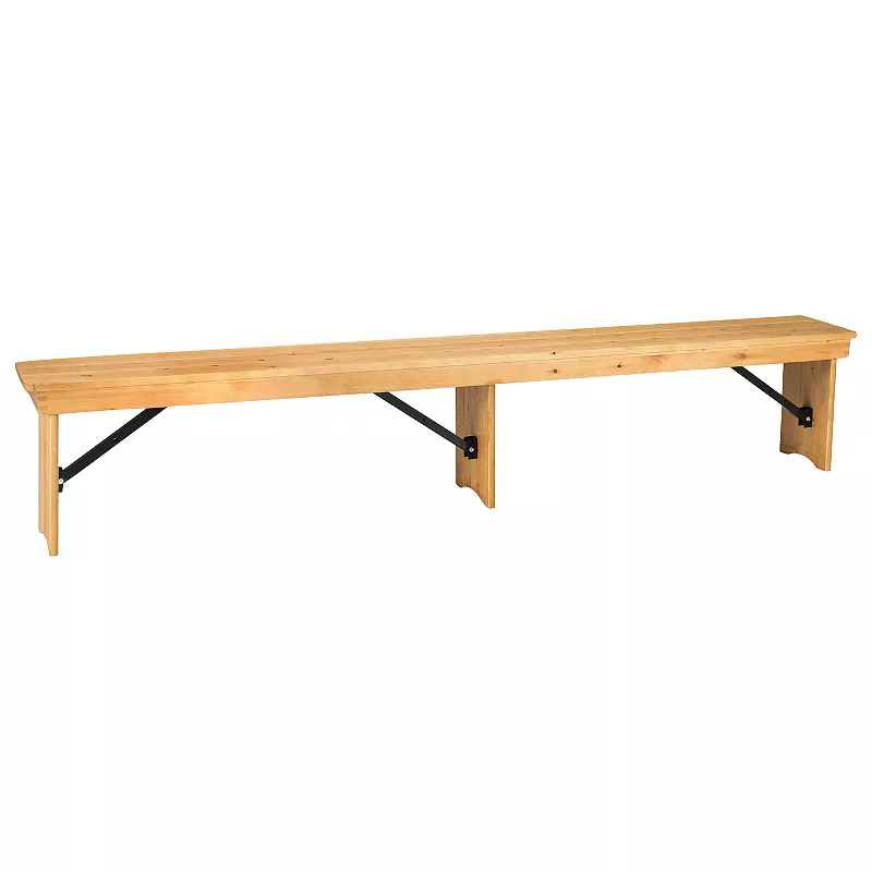 Merrick Lane Tinsley 96 x 12 Solid Pine Folding Farmhouse Style Bench